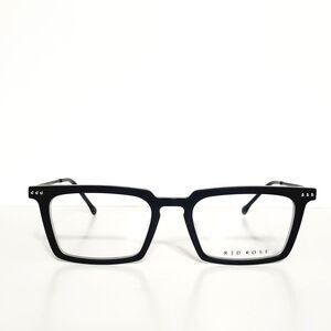 Women's Red Rose Black Crystal Rectangle Designer Frames 52-20-145 Japan Made
